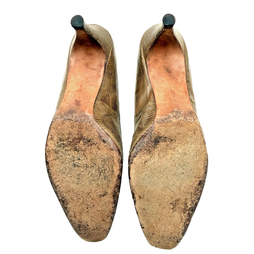 Tan Lizard Skin Pumps Size 8 AA by J Norman Ltd. Vintage 1950's 2 1/2" Heel - Picture 5 of 16